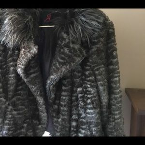 Adrienne Landu Women Dark Brown Faux Fur Coat